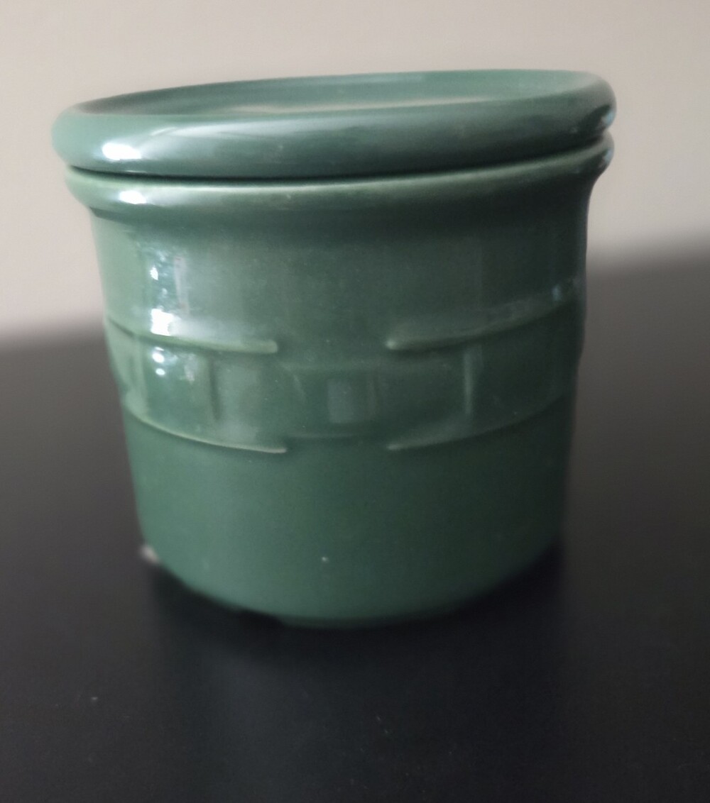 Longaberger Green Ceramic Lidded Jar